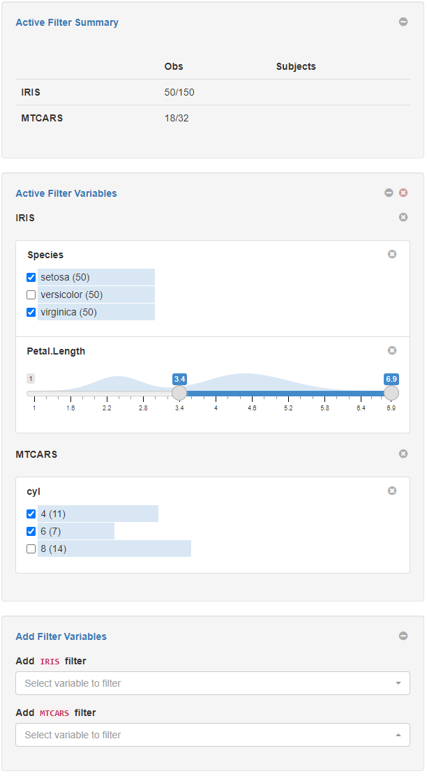 Example filter panel